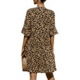 thumbnail image 3 of GORHGORH Women Casual Relaxed Fit Leopard Print Solid Color Half Sleeve Knee Length Dresses, 3 of 3