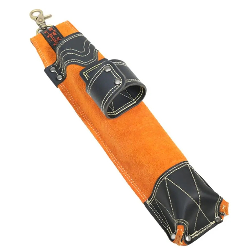 Welding Electrode Storage Pouch – Cowhide & Microfiber Leather Rod Holder With Metal Hook, High-Temperature Resistant, Waist Bag