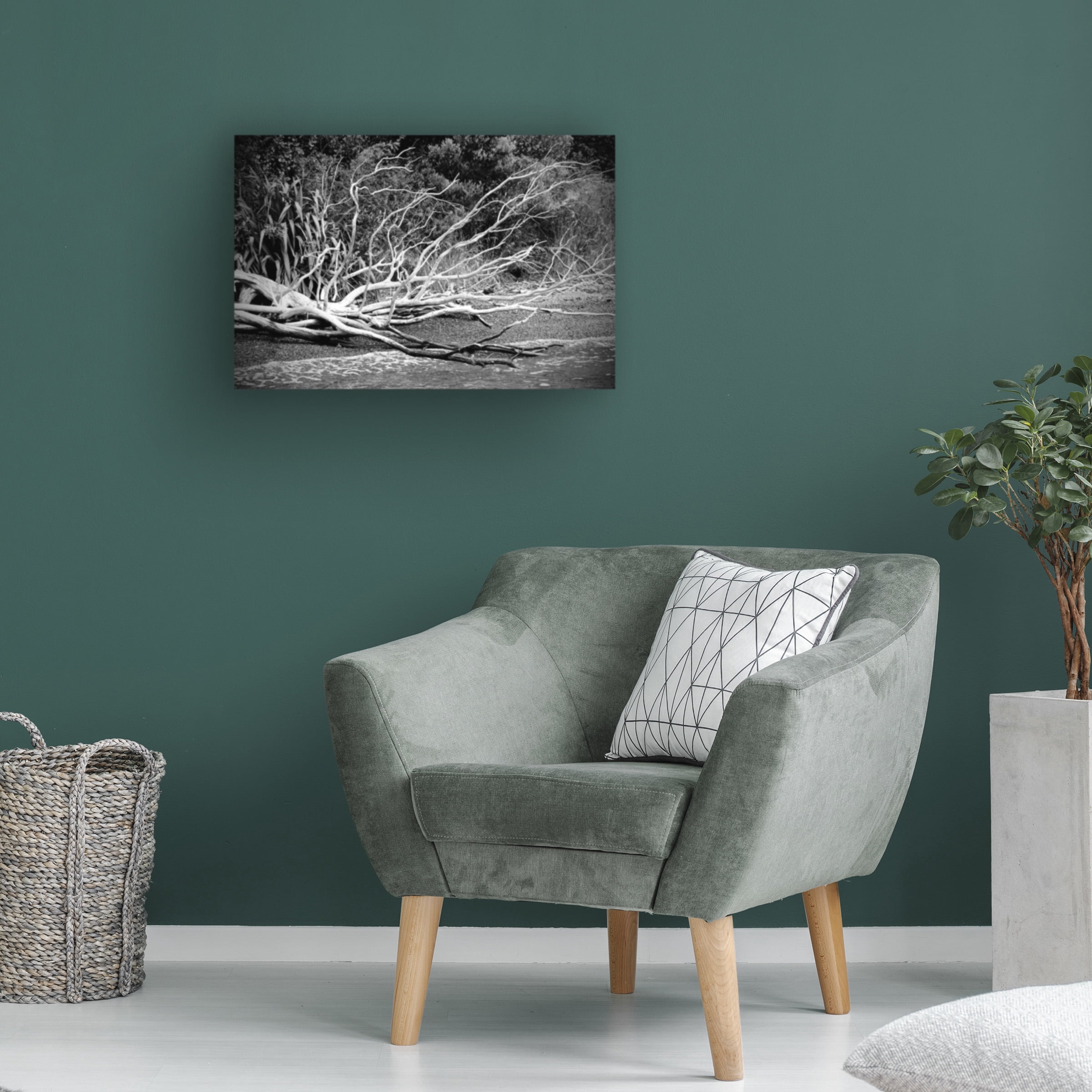 Susan Vizvary Photography 'Branch on The Beach in Black and White' Canvas Art