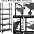 thumbnail image 3 of Space Saver Rolling Cart for Small Spaces, 6-Tier Narrow Organizer Shelf with Locking Wheels for Kitchen Bathroom, 3 of 8