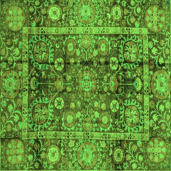 Ahgly Company Indoor Square Abstract Green Modern Area Rugs, 3' Square