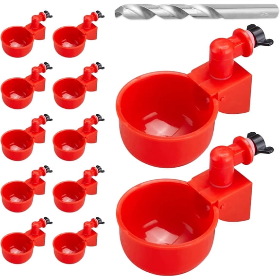 Chicken Waterer,12-Pack Plastic Chicken Water Cups with 3/8-inch Threaded Drill
