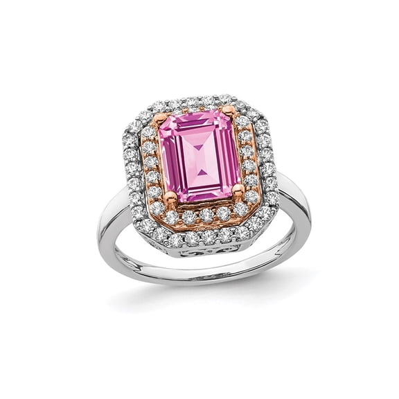 2.30 Carat (Ctw) Lab-Created Pink Sapphire Engagement Ring in 14K White Gold with Lab Grown Diamonds (SIZE 7) for Women