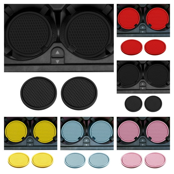 Kripyery 2Pcs Convenient Car Cup Coaster Honeycomb Texture Soft Glue Portable Anti-slip Cup Holder Mat for Daily