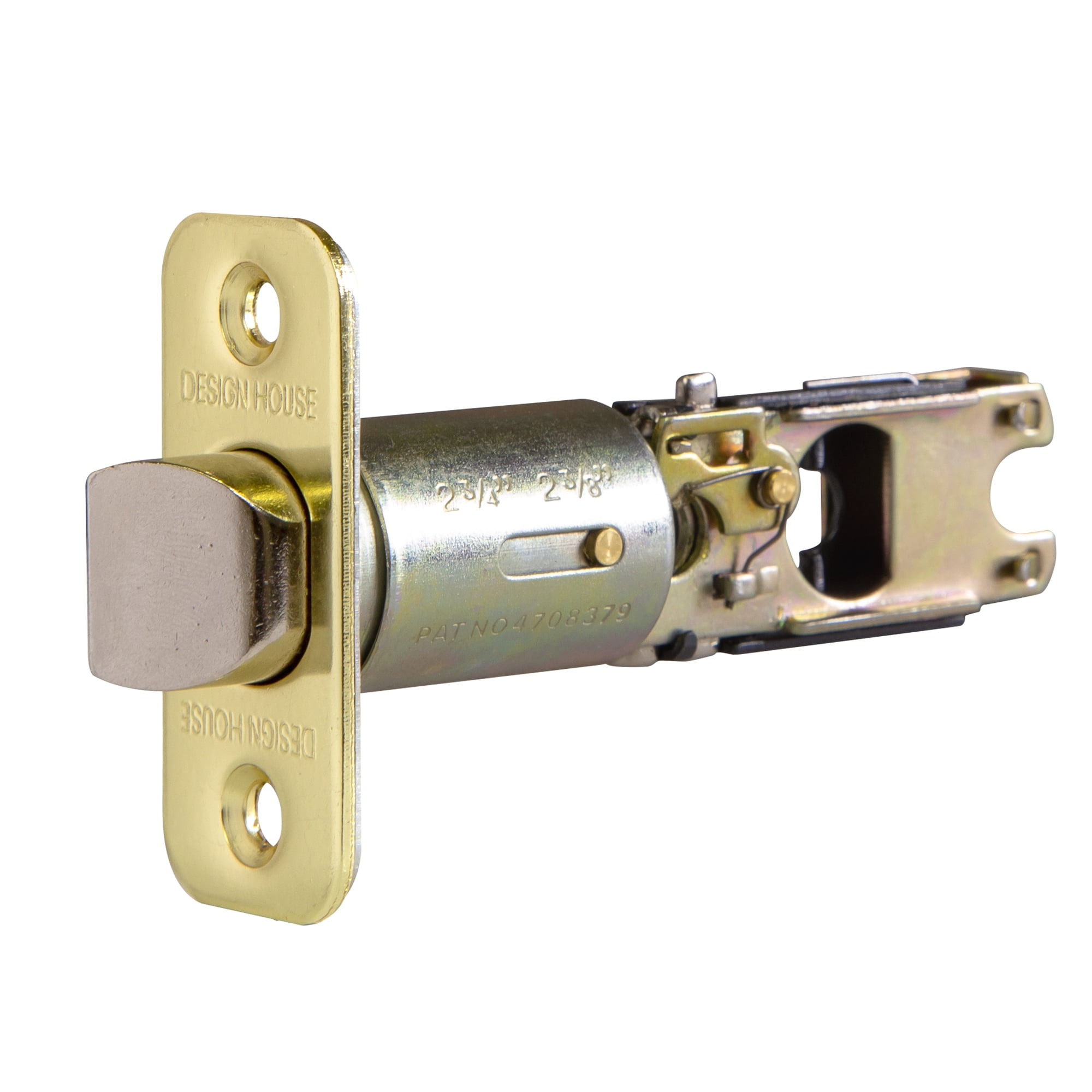 Design House 790212 2-Way Adjustable Passage Round Corner Latch, Polished Brass, 2 Pack
