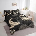 thumbnail image 3 of jejeloiu Sun And Moon Bedding Comforter Set 7 Pieces,Boho Bohemain Print Full Bedding Set,Black Beige Fitted Sheet Flat Sheet For Child,Super Cozy Room Decor Reversible, 3 of 8