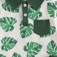 thumbnail image 7 of mgoYE Toddler Baby Boy Clothes Tropical Vacation Summer Outfits Button Short Sleeves Hawaiian Beach Shirts & Shorts with Pockets(Dark Green,18-24 Months), 7 of 7