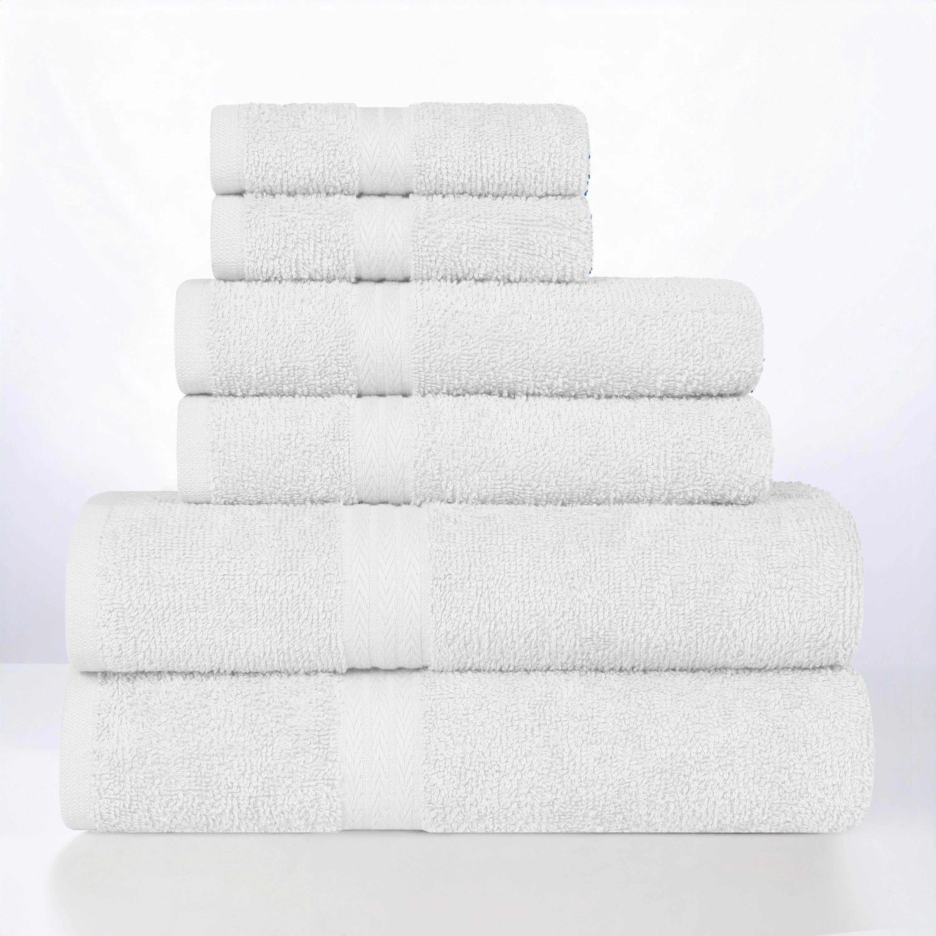 Superior Miami 100% Cotton Lightweight 6-Piece Towel Set, White