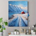thumbnail image 4 of Red Cabin Winter Scenery Canvas Print, Snowy Landscape Wall Art for Living Room Bedroom Dining Room Office Cabin Home Decor, 4 of 8