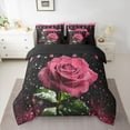thumbnail image 2 of Homewish Pink Rose 7 Pieces Bedding Comforter Set,Romantic Flower Full Bedding Set,Chic Butterfly Fitted Sheet Flat Sheet For Girls Kids,Breathable Home Decor Reversible, 2 of 8