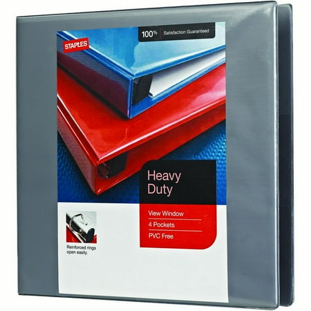 staples heavy duty 3 inch d 3 ring view binder gray 26368