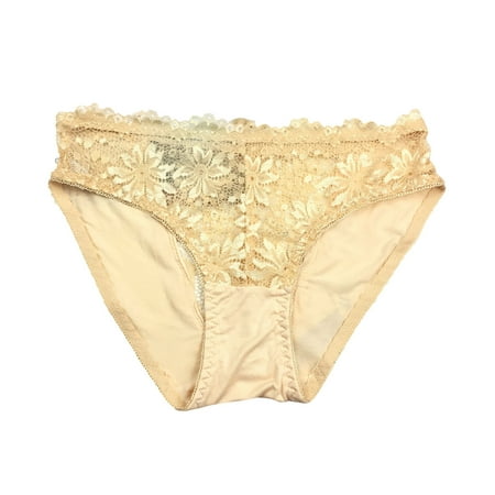 

Dadaria 5 Pack Womens Underwear Thongs Sexy Lace Pattern Hollow Low Waist Solid Color Underpants Yellow One Size Female