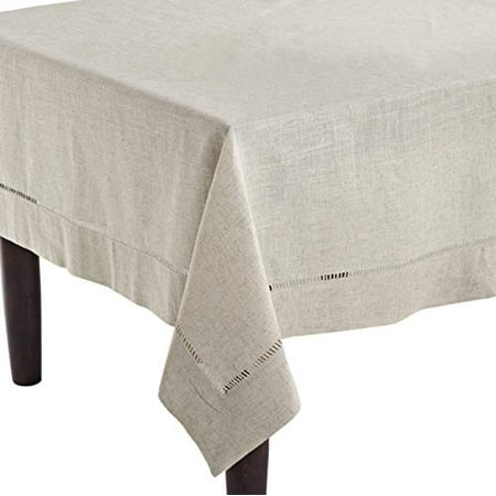 

Handmade Hemstitch Design Natural Tablecloth. One Piece. 65 x140 Rectangular.