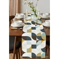 thumbnail image 4 of Ldtrchee Brown Teal Beige Geometric Table Runner 60 Inches, Middle Century Modern Abstract Art Bed Runner Dresser Scarves Tabletop for Indoor Outdoor Parties/Ceremony/Banquet, 13" x 60", 4 of 8