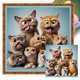 thumbnail image 1 of Kit Punto Cruz Con Gatos Hilo Algodón Ecológico Bordado 11CT 40x40cm, 1 of 9