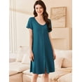 thumbnail image 3 of Ekouaer Women's Nightshirt Short Sleeve Button Down Nightgown V-Neck Sleepwear Pajama Dress, 3 of 10