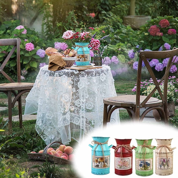 Ganfancp Jarrón Viejo Europeo Estilo Retro Rústico Cubo de Hierro Jardinería Hogar Salón Escritorio Adornos Decorativos Ofertas y Liquidaciones 1X Jarrón