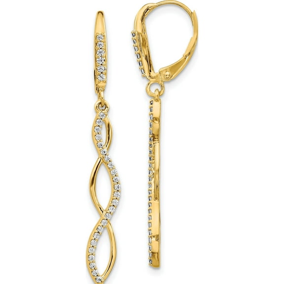14K Yellow Gold Diamond Leverback Earrings (42 X 4) Made In India em4181-033-ya