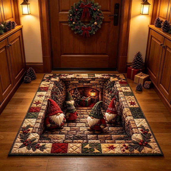 Miwamany Christmas 3D Visual Floor Rug, Large Area Carpet for Living Room Bedroom Entryway, Holiday Decoration with Wear Resistant Backing