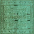 thumbnail image 1 of Ahgly Company Machine Washable Indoor Square Oriental Turquoise Blue Industrial Area Rugs, 8' Square, 1 of 4