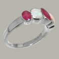 thumbnail image 3 of LBG British Made 9k White Gold Real Genuine Ruby & Opal Womens Band Ring - 33 size options - Size 8.25, 3 of 6