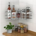 thumbnail image 4 of stusgo Corner Shower Caddy 2 Pack, Bathroom Shower Organizer Shelves, No Drilling Corner Shower Shelves Shampoo Holder with 8 Hooks and 6 Adhesives (Silver), 4 of 7