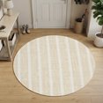 thumbnail image 3 of Round Area Rugs 4Ft, Cream Striped Non-Slip Washable Circle Rugs Carpet, Modern Rustic Minimalist Lines Texture Indoor Outdoor Rug Floor Mats Throw Runner for Bedroom Living Room Bathroom, 3 of 7