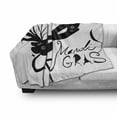thumbnail image 3 of Mardi Gras Soft Flannel Fleece Throw Blanket, Classical with Flowers Feathers Calligraphy Star Silhouettes, Cozy Plush for Indoor and Outdoor Use, 70" x 90", Black and White, by Ambesonne, 3 of 6