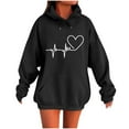 thumbnail image 2 of Ounisa Womens Pullover Fashionable Leisure Loose Heart Printed Sweatshirt Drawstring The Season Hoodie Long Sleeve Tops with Pocket, 2 of 4