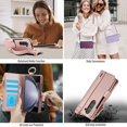 thumbnail image 7 of ELEHOLD For Samsung Galaxy Z Fold 6 Phone Case Leather Crossbody Zipper Card Wallet Flip Case Kickstand Cover, with Ring Holder,Full Body Protection-Rosegold, 7 of 7