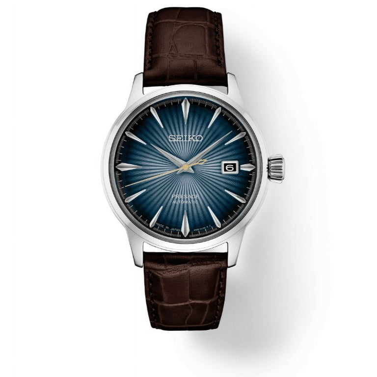 Seiko men's presage 23 jewel automatic blue dial watch with date deals