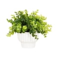 thumbnail image 1 of DesignOvation 7"H Artificial Eucalyptus Plant in White Ribbed Ceramic Pot, 1 of 8