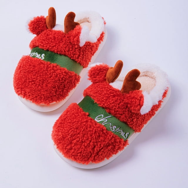 Pantuflas de algodón de alce navideño, resistentes al desgaste, antideslizantes, cálidas, para el hogar, de algodón, acolchadas y esponjosas, de lana