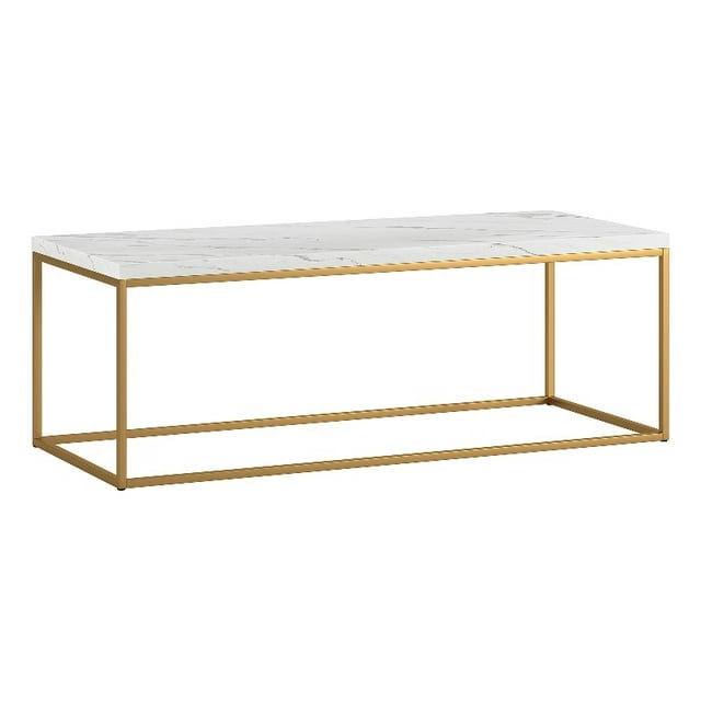 Henn&Hart 47.75"W Table Basse Moderne en Métal en Laiton/fausse Marbre