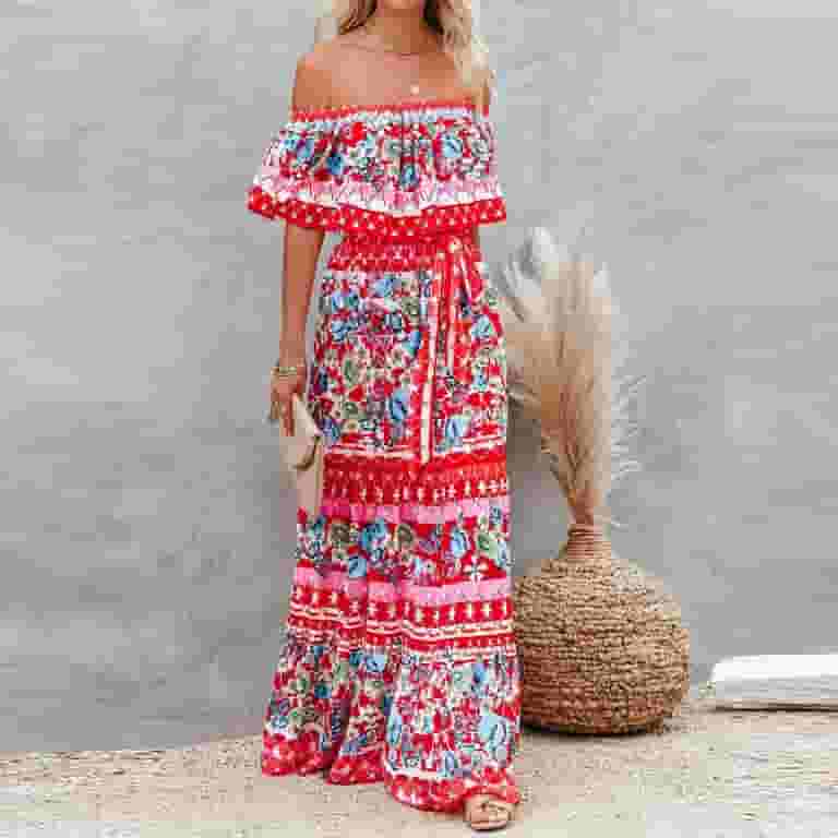 新作モデル FAFWYP Women's Summer Off Shoulder Strapless Bandeau Boho Clothing