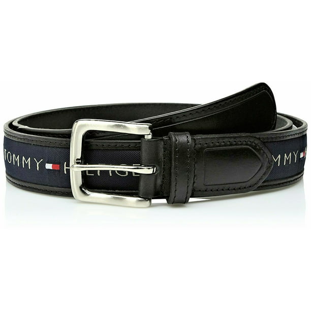 Tommy Hilfiger Men's 35MM Ribbon Inlay Fashion Leather Black W42 - Walmart.com
