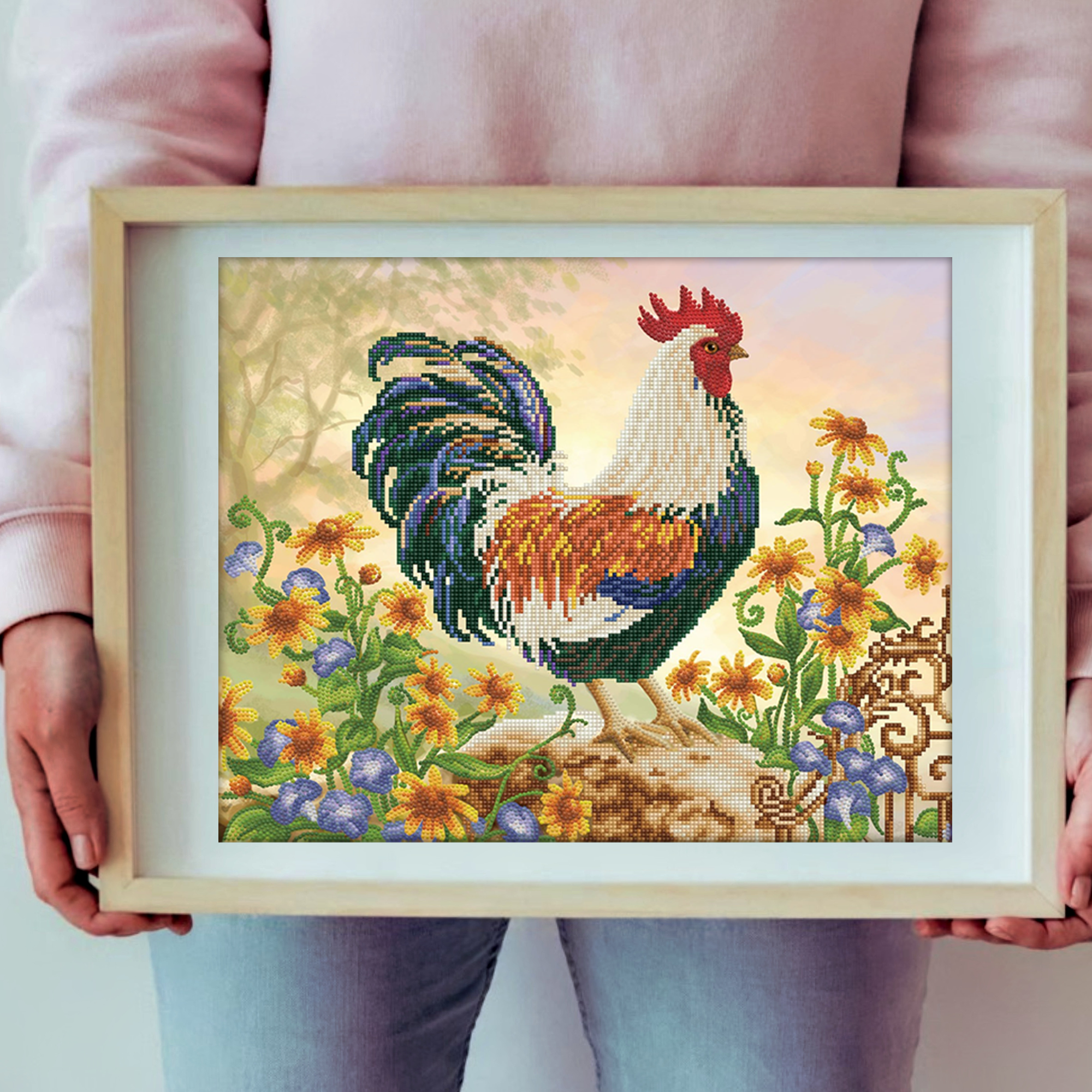 Diamond Dotz Country Charm Rooster Diamond Painting Kits for Adults - Diamond Art Kits a Relaxing Creative Craft Kit with Dotz Gems 16.1"x20.1"