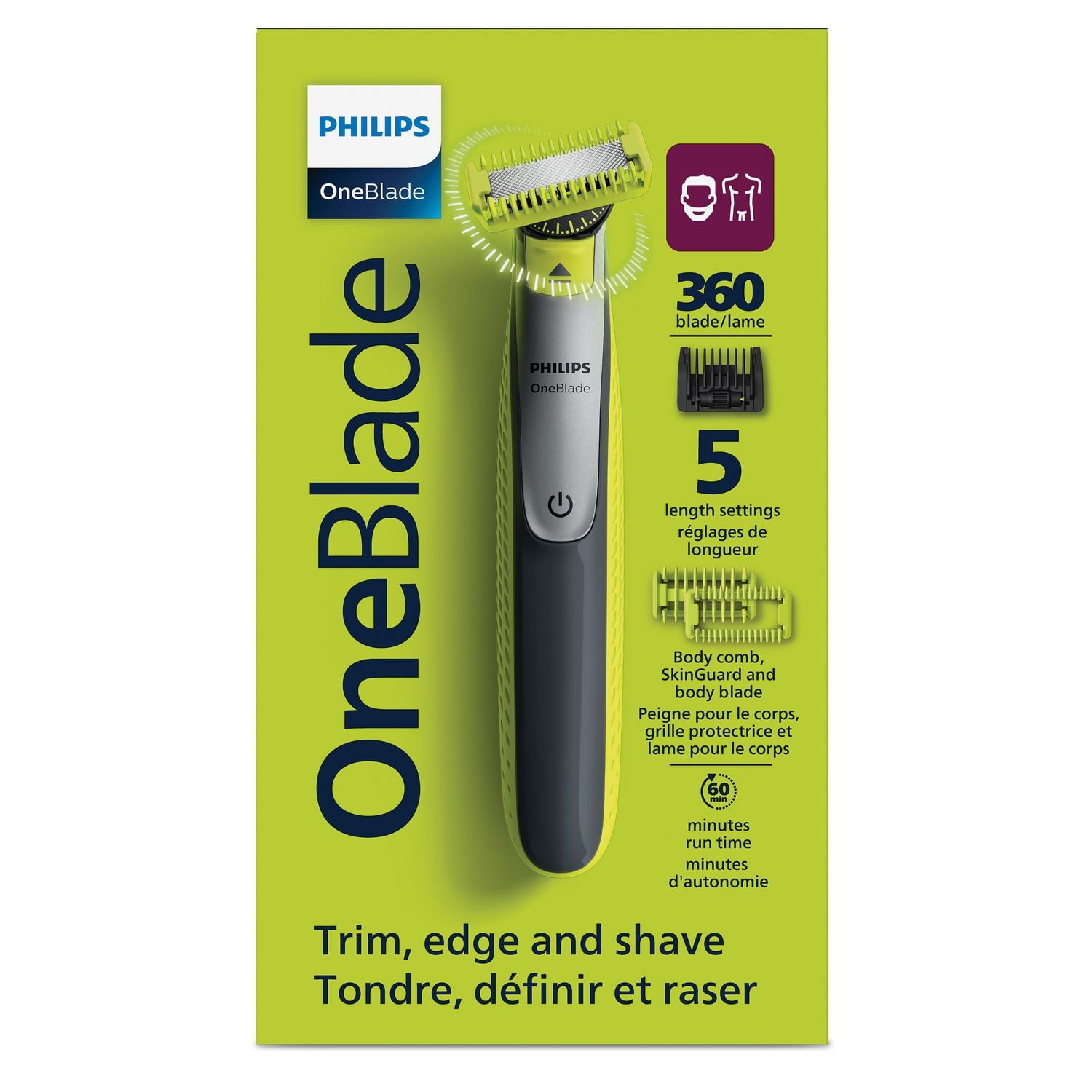 Philips OneBlade 360 Face & Body, Wet & Dry, Trim, Edge & Shave with the 5-in-1 Adjustable Comb and Body Comb, QP2834/23, The new OneBlade 360 Face & Body