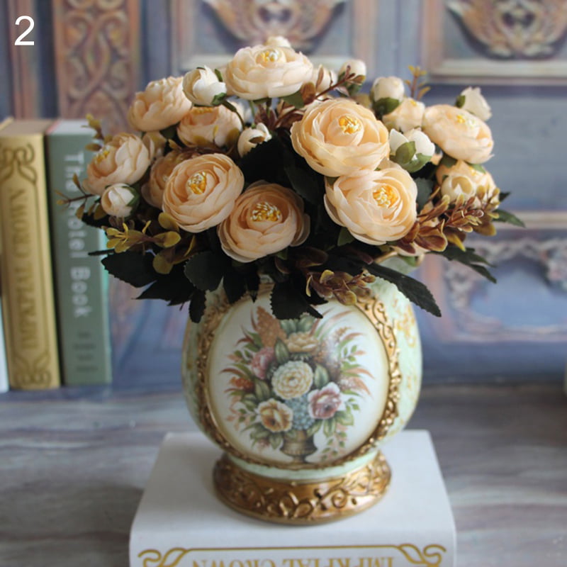 1 Bouquet Artificial Tea Rose Faux Silk Cloth Flowers Room Wedding Decor Nimble 