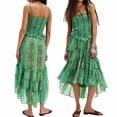 thumbnail image 3 of Tube Top Dress for Women Summer Solid Strapless Dresses, Off the Shoudle Ruffle Beach Dress Green S, 3 of 7