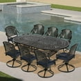 thumbnail image 4 of VIVIJASON 9-Piece Outdoor Patio Furniture Dining Set, All-Weather Cast Aluminum Conversation Set, Include 8 Swivel Dining Chairs and an Oval Table with Umbrella Hole, Navy Blue Cushion, 4 of 7