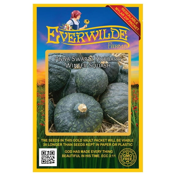 Everwilde Farms - 10 Hubbard Anna Swartz Winter Squash Seeds - Gold Vault Seed Packet