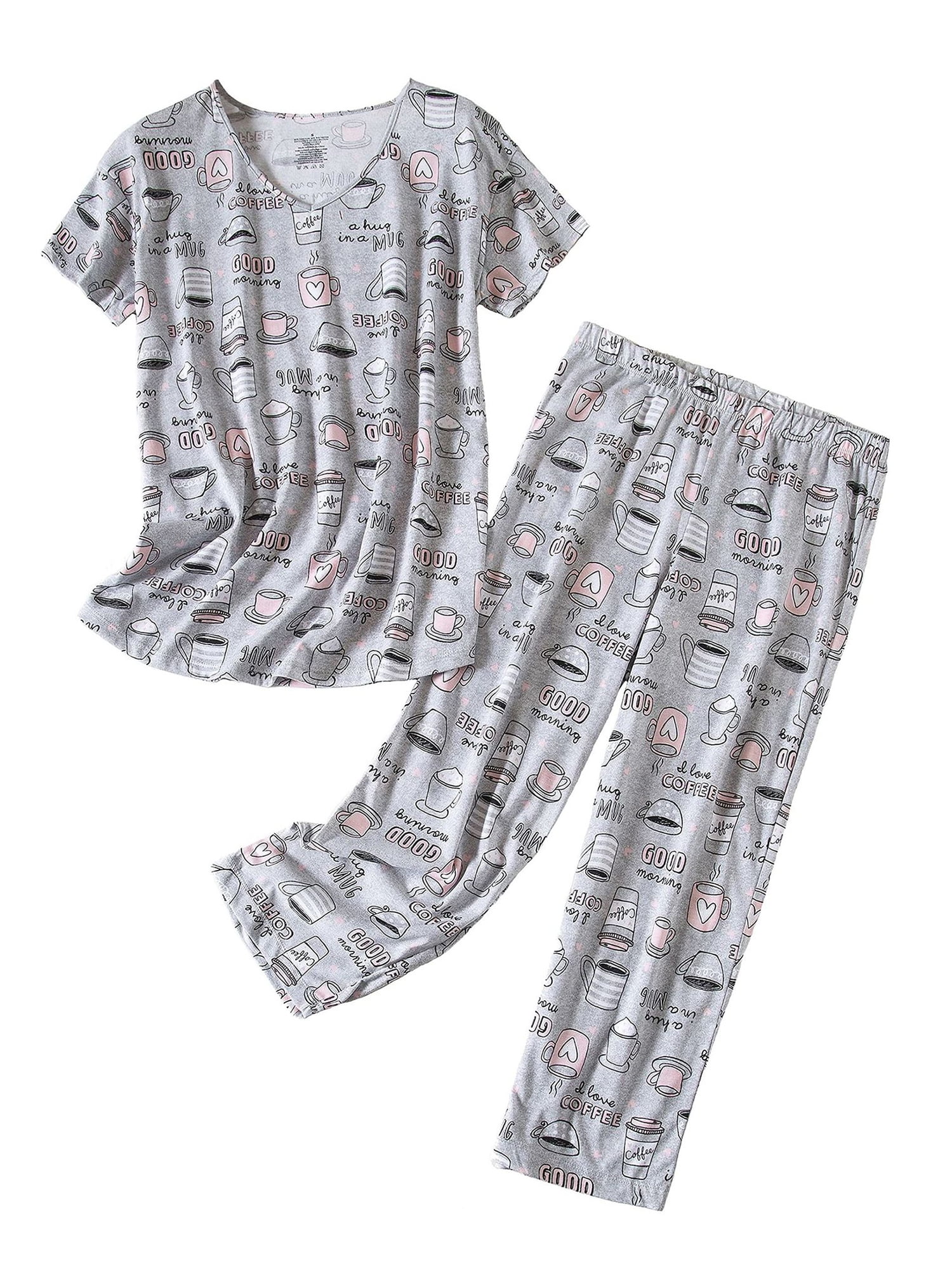 Capreze Women Sleepwear Short Sleeve Pajamas Sets Dragonfly Print ...