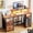 Rustic Brown 011, variant on Satifur 51" Reversible 2-Tier Computer Desk with Power Outlet, LED Lights, File Cabinet & Storage Shelves,Black