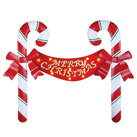 Lighted Merry Candy Cane Stake Com Lighted Merry Candy Cane Stake