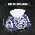 thumbnail image 5 of Pofeuu Blue And White Porcelain Pattern Print Tissue Box Cover, Modern Decorative PU Leather Rectangular Tissue Box Case Organizer Holder for Vanity Countertop, Night Stands, Livingroom, 5 of 7
