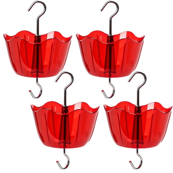 4 Pack Ant Moat for Hummingbird Feeders, 5 oz High Capacity, Outdoor Hanging Feeder Guard, Garden Decoration, Sturdy Leakproof Design (Red)