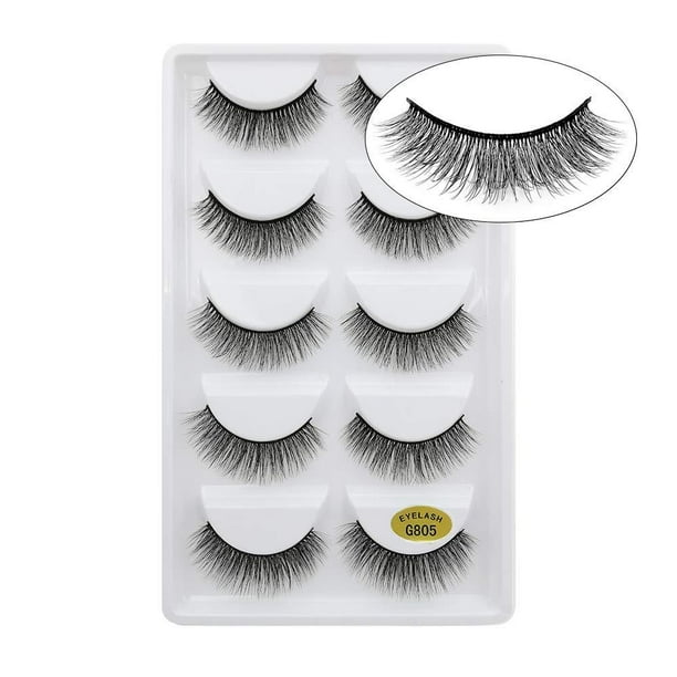 Lakkio 5 Pairs Pure Mink Hair Eyelashes 3d Eyelashes Extension Natural Dense False Eyelashes Handmade Lashes Set G 805 Walmart Com Walmart Com