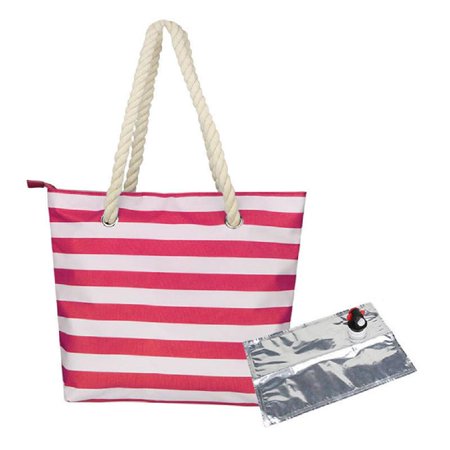 

Beach Wine Purse Tote Ice Bag with Hidden Insulated Compartment Handle Fashionable Casual Striped Print Handbag Carrier for Outdoor Pool Party