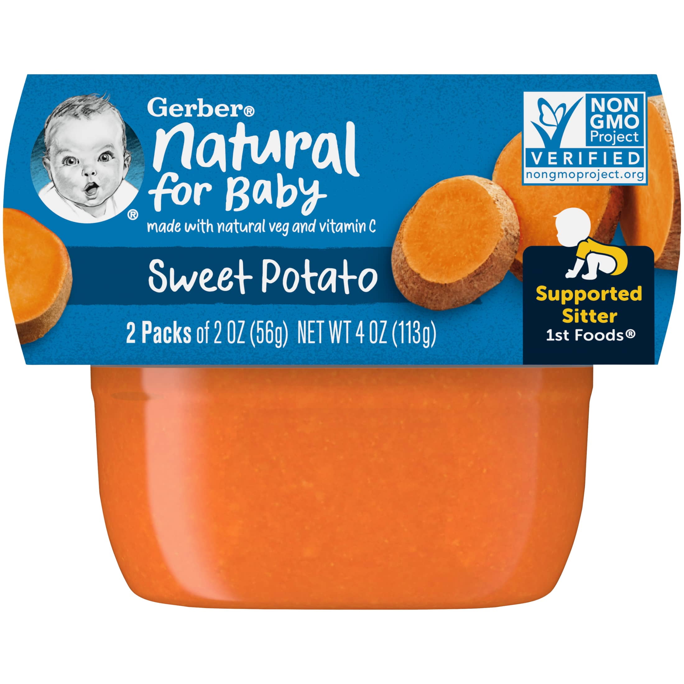 Gerber 1st Foods Baby Food, Sweet Potato Puree, Clean Label Project, 2 oz Tubs (2 Pack)
